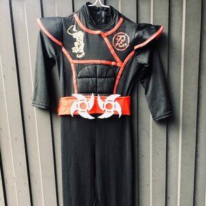 Ninja Halloween Costume Kids Size S with Belt - Black & Red